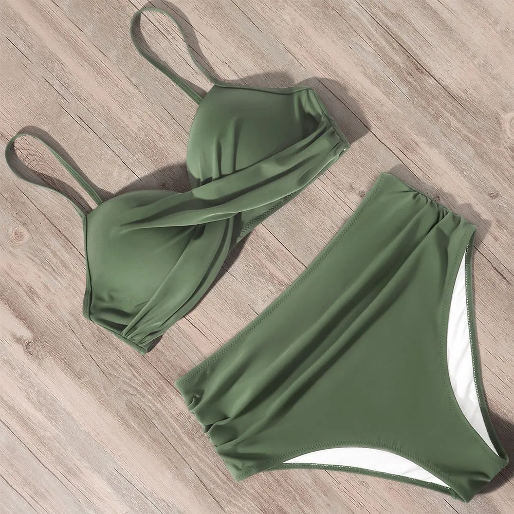 Sunset and Swim Tummy Control Design Bikini mit hoher Taille